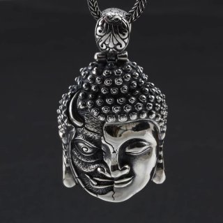 S925 Pure Silver Vintage Thai Silver Unique and Dominant Pendant for Men and Women, Buddha and Demon Pendant, Sweater Chain S925 Pure Silver Vintage Thai Silver Unique and Dominant Pendant for Men and Women, Buddha and Demon Pendant, Sweater Chain